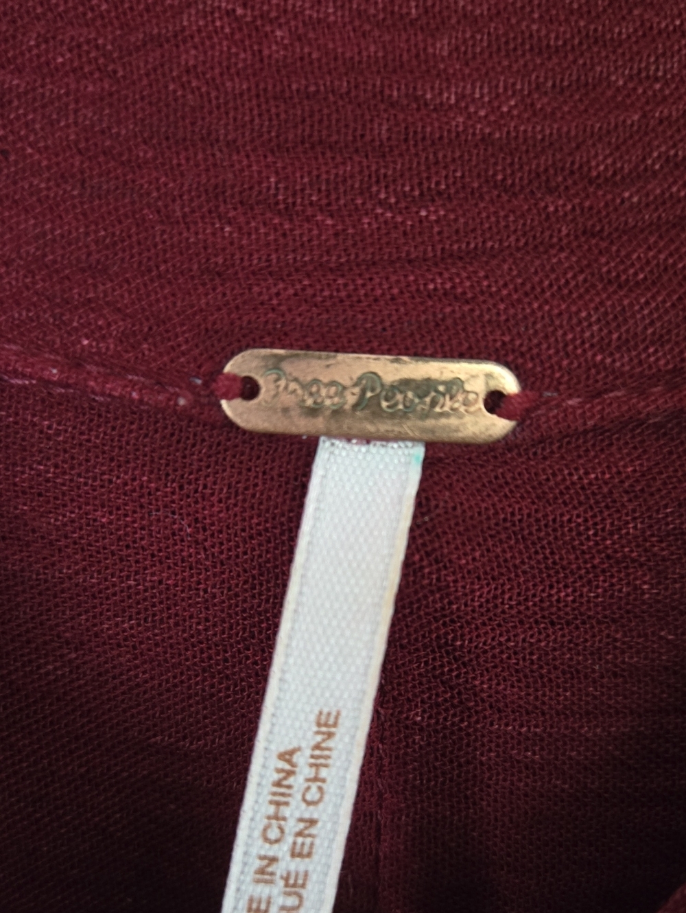 Free People Crinkle Spin Me Tunic Shirt Dress Burgundy Size Small NWOT Boho Over - Picture 10 of 12